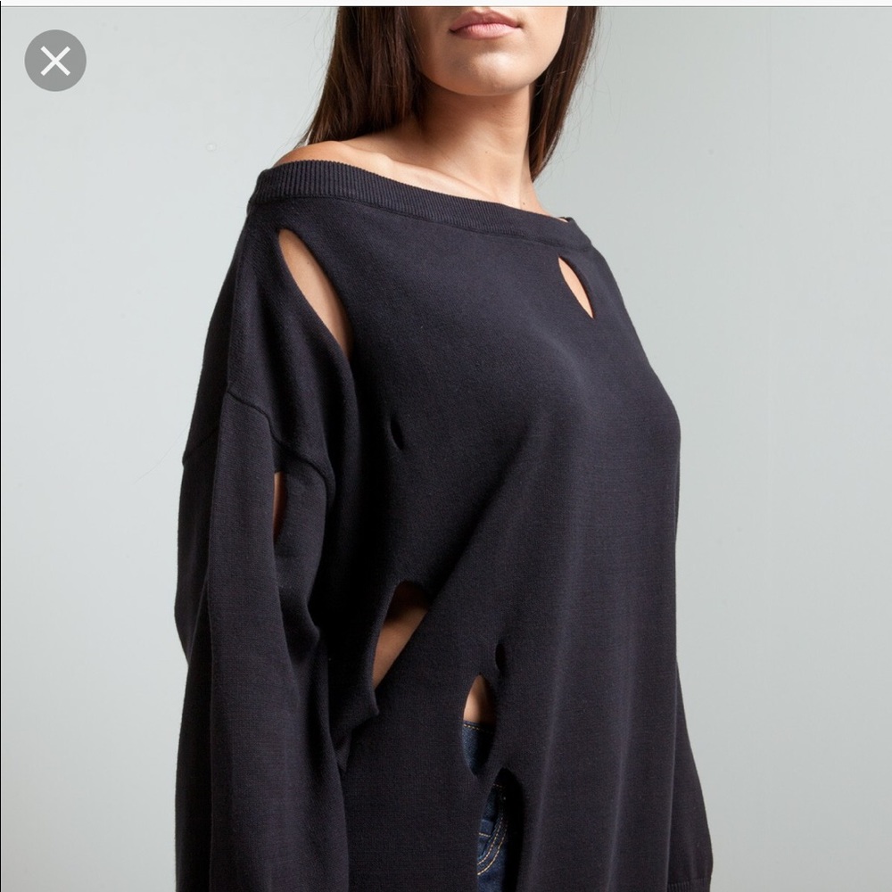 Cheap Monday black knit distressed cozy sweatshirt